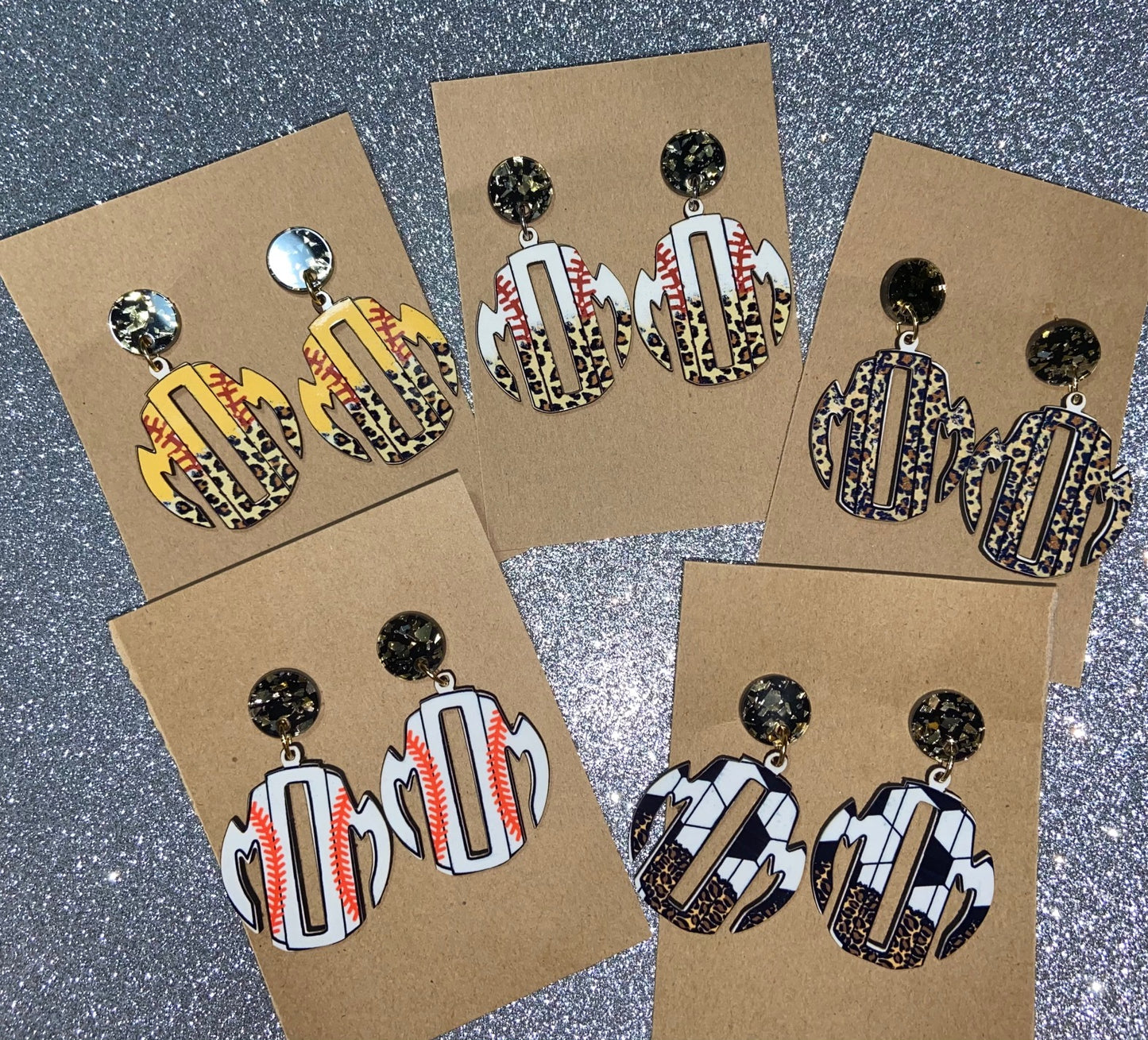 Baseball/softball wood earrings