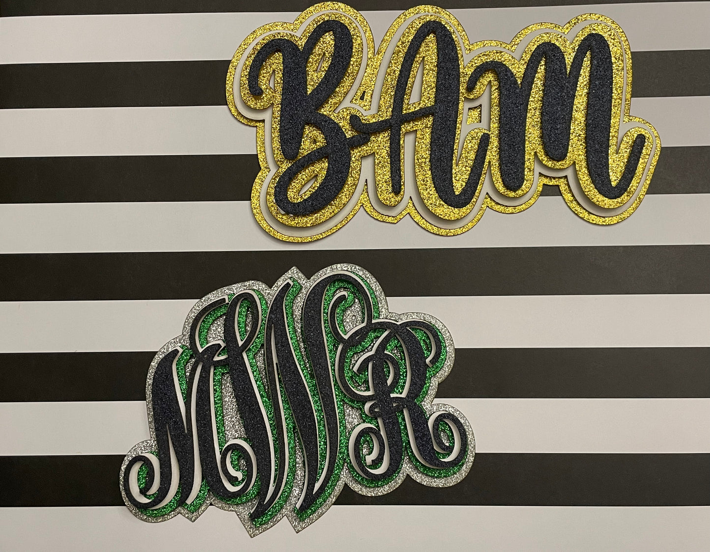 3D glitter monogram