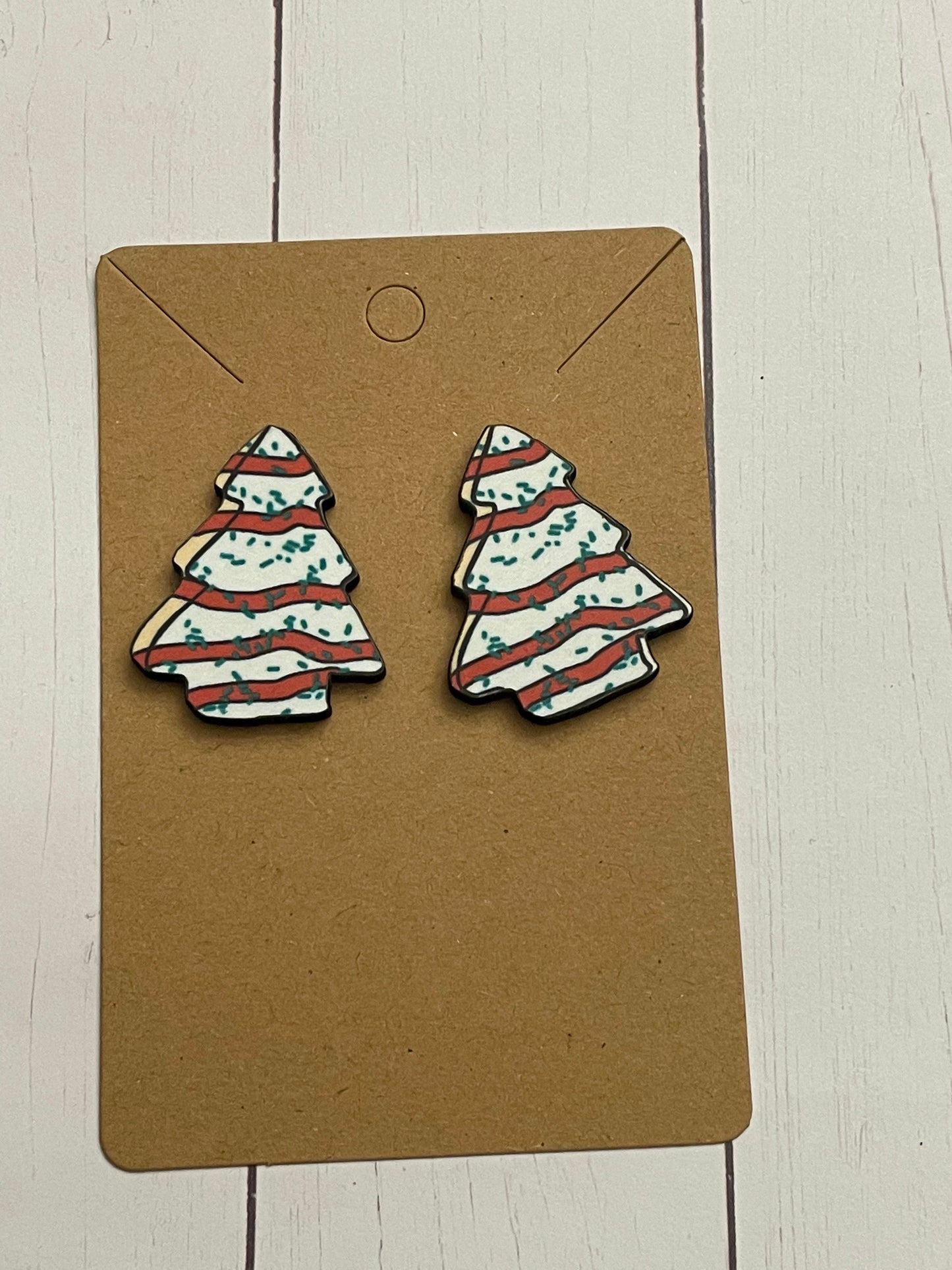 Tree cake wood earrings