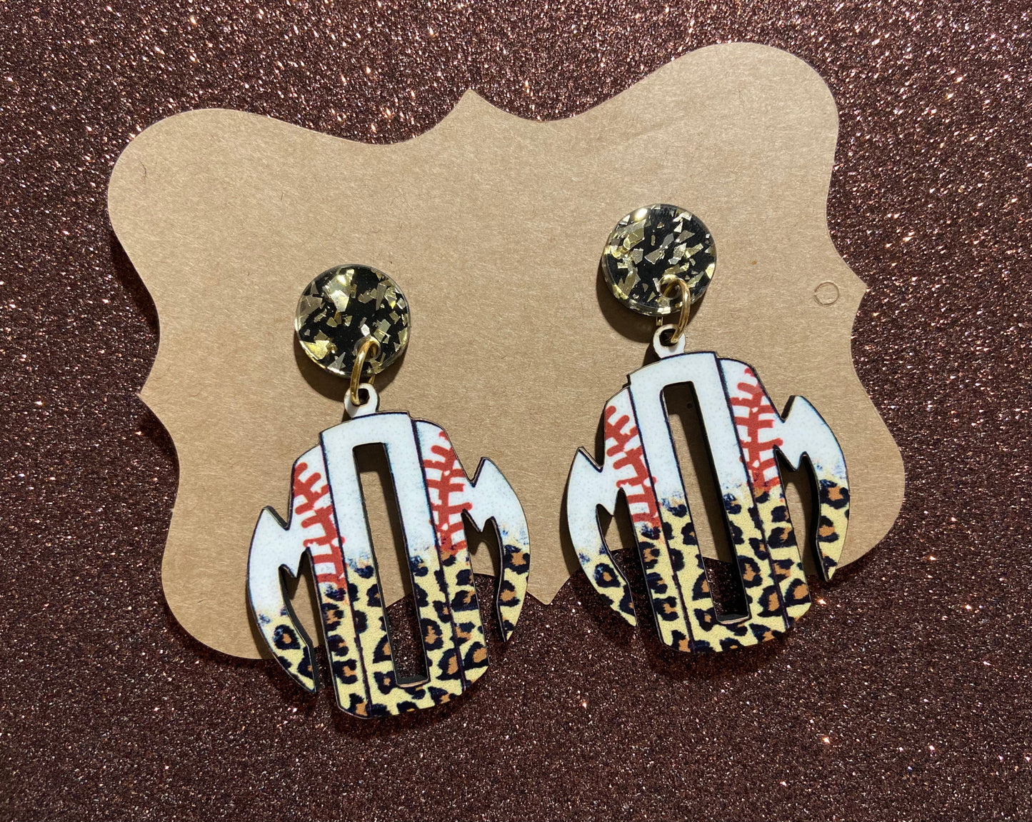 Baseball/softball wood earrings