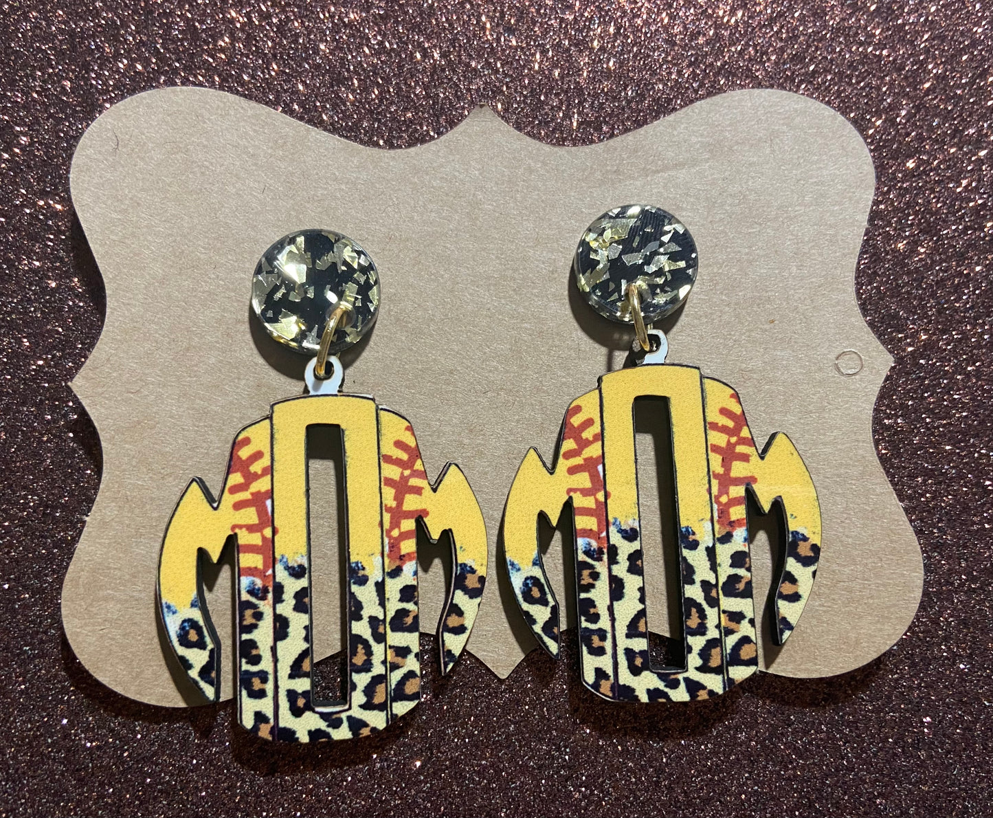 Baseball/softball wood earrings