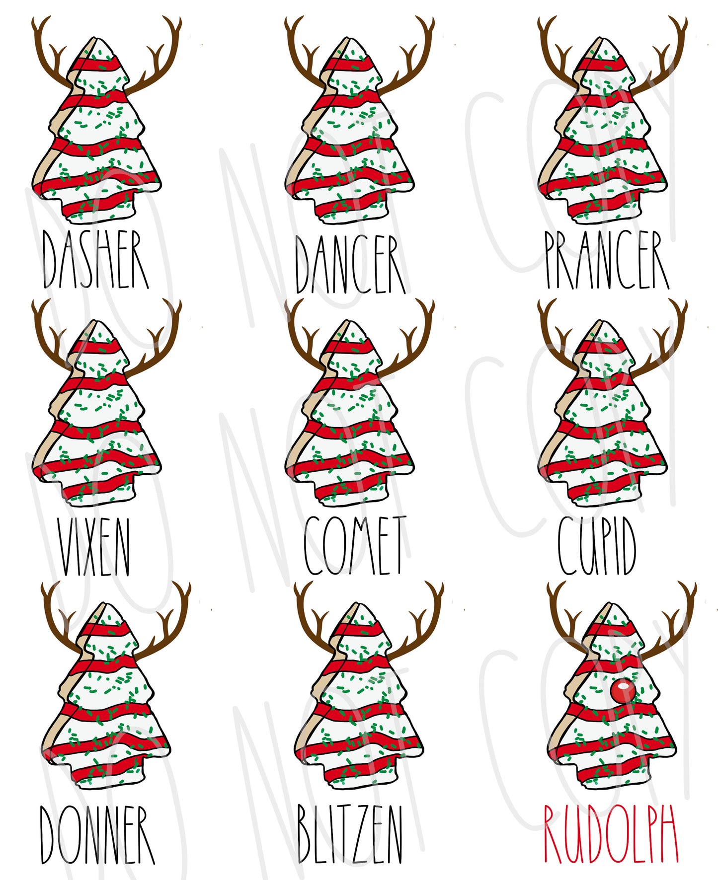 Christmas Cake reindeers digital download