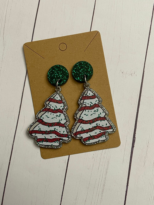 Christmas tree cake earrings