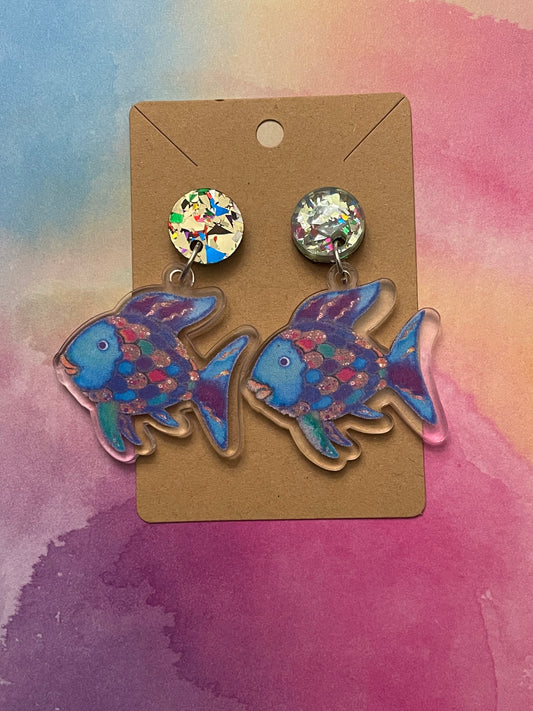 Rainbow fish earrings